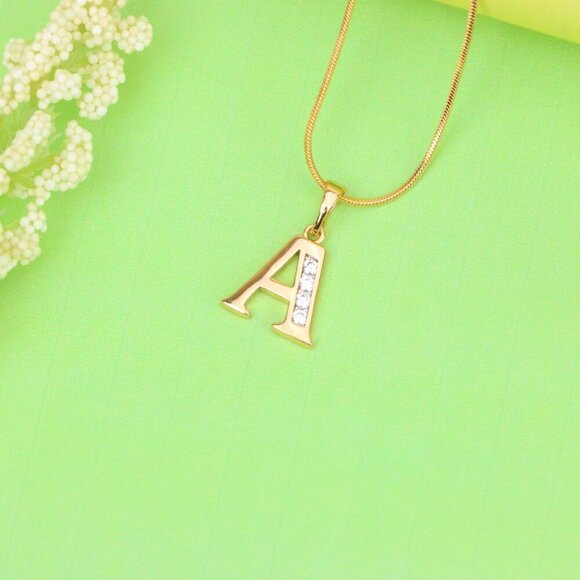 "Rose Gold Letter A Pendant with Crystals – 18K Gold Plated Charm, XPPT1350 - Picture 10 of 12